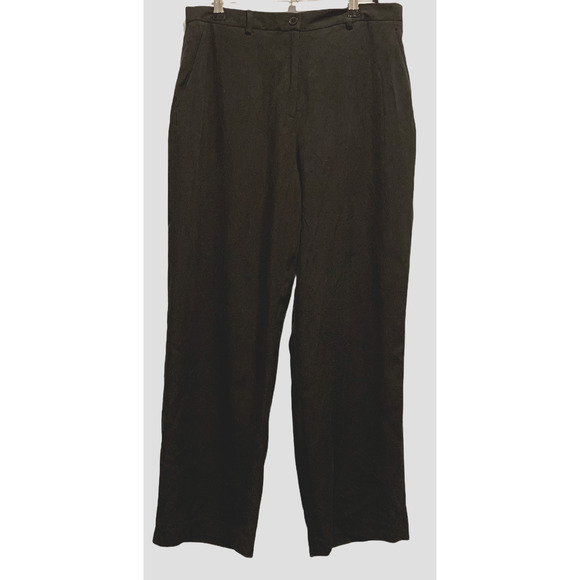 Josephine Chaus Petite Black Silk Straight Pants 12P Classic Corp Workwear‎ - Picture 9 of 9